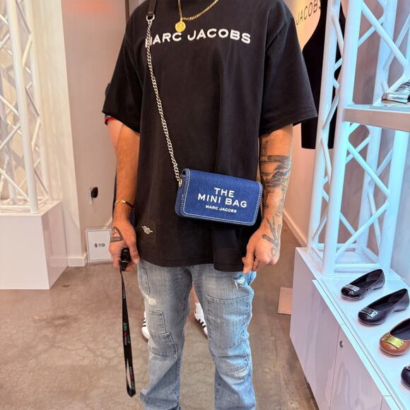 Best Price‼️Marc Jacobs The Denim Chain Mini Bag Dark Wash - Picture 7 of 7